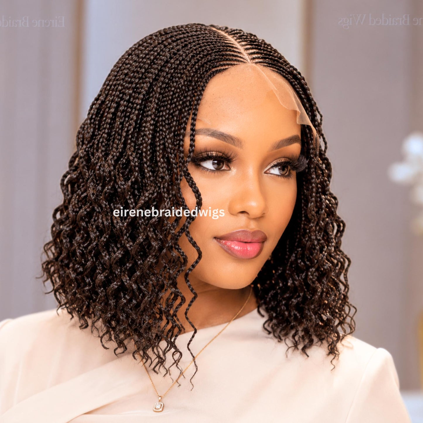 Braided Wigs for Black Women – Curly Short Bob Braid Cornrow Wig – product image 5