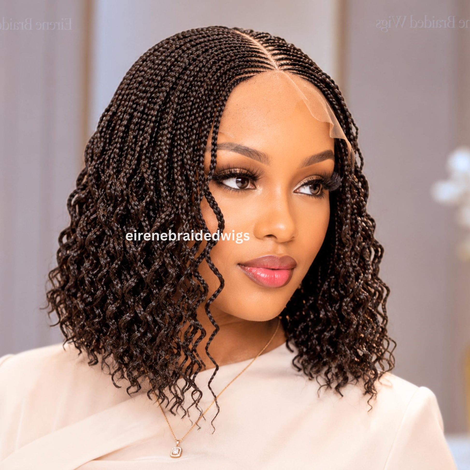 Braided Wigs for Black Women – Curly Short Bob Braid Cornrow Wig – product image 5