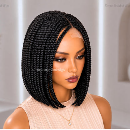 Braided Wigs for Black Women – Short Bob Single Box Braids Wig – Side Parting Light-weight Wig – product image 1