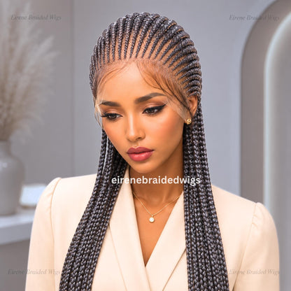 Salt and Pepper Braided Wigs for Black Women – 30" Cornrow Braid Wig – product image 4
