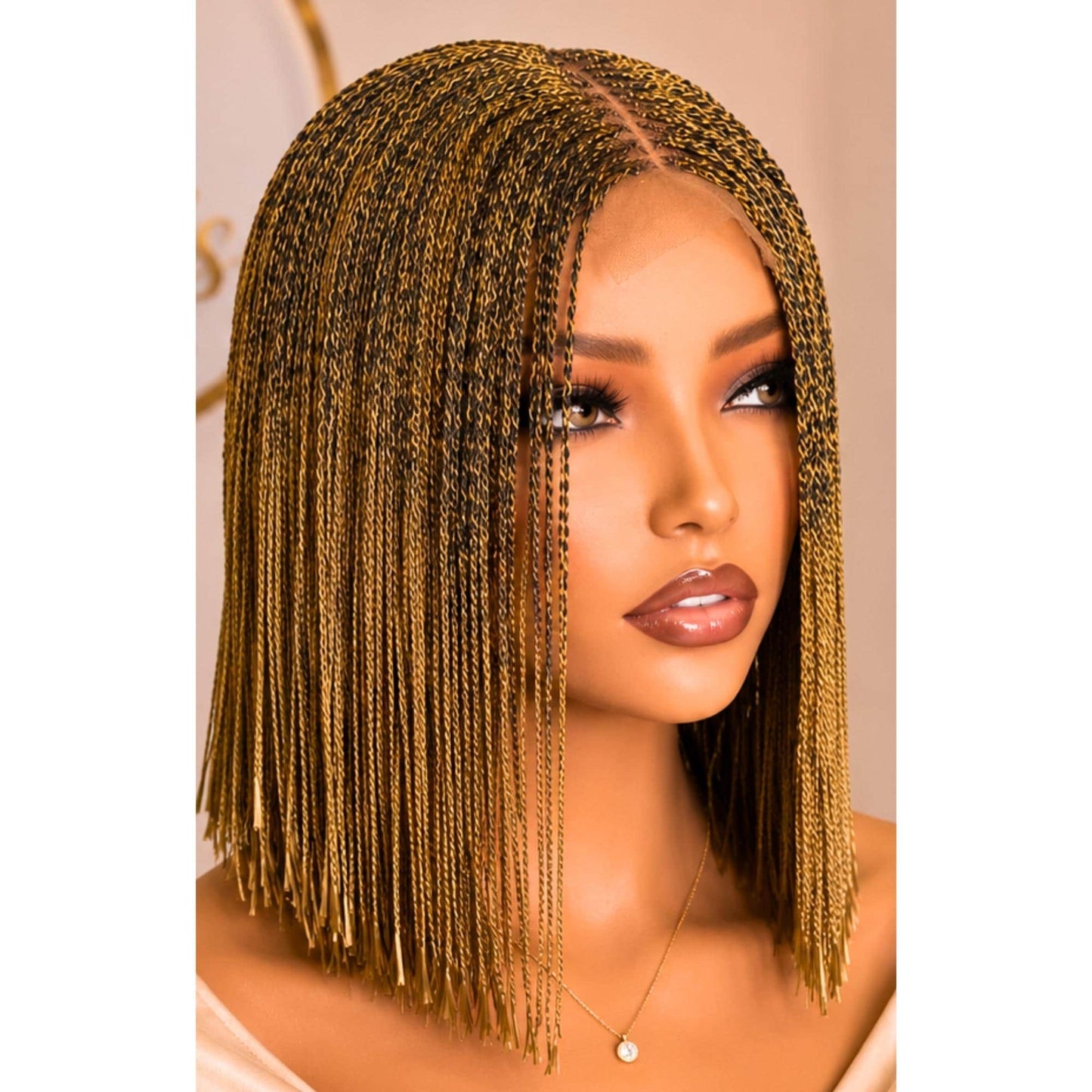 Braided Wigs for Black Women Short Bob Braided Micro Twist Wig – Human Hair Lace Closure – Red Black Purple – product image 6
