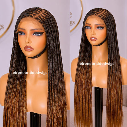 Braided Wigs for Black Women – Knotless C-curve Single Box Braids Wig with Baby Hair – Lace frontal – 30 inches – product image 1