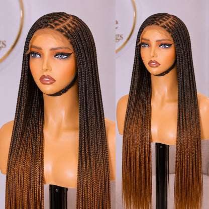 Braided Wigs for Black Women – Knotless C-curve Single Box Braids Wig with Baby Hair – Lace frontal – 30 inches – product image 4