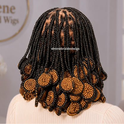Full Lace Knotless Box Braided Wig – Short Bob Glueless Braids Wig – Handmade African Koroba Wig – Single Braids Rose Coil – product image 2