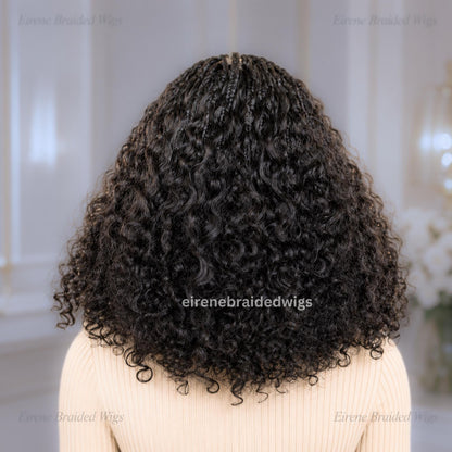 Micro Braids Human Hair Cornrow Wig for Black Women – 18 inches Curly Wavy Black Lace Frontal Wig – product image 3