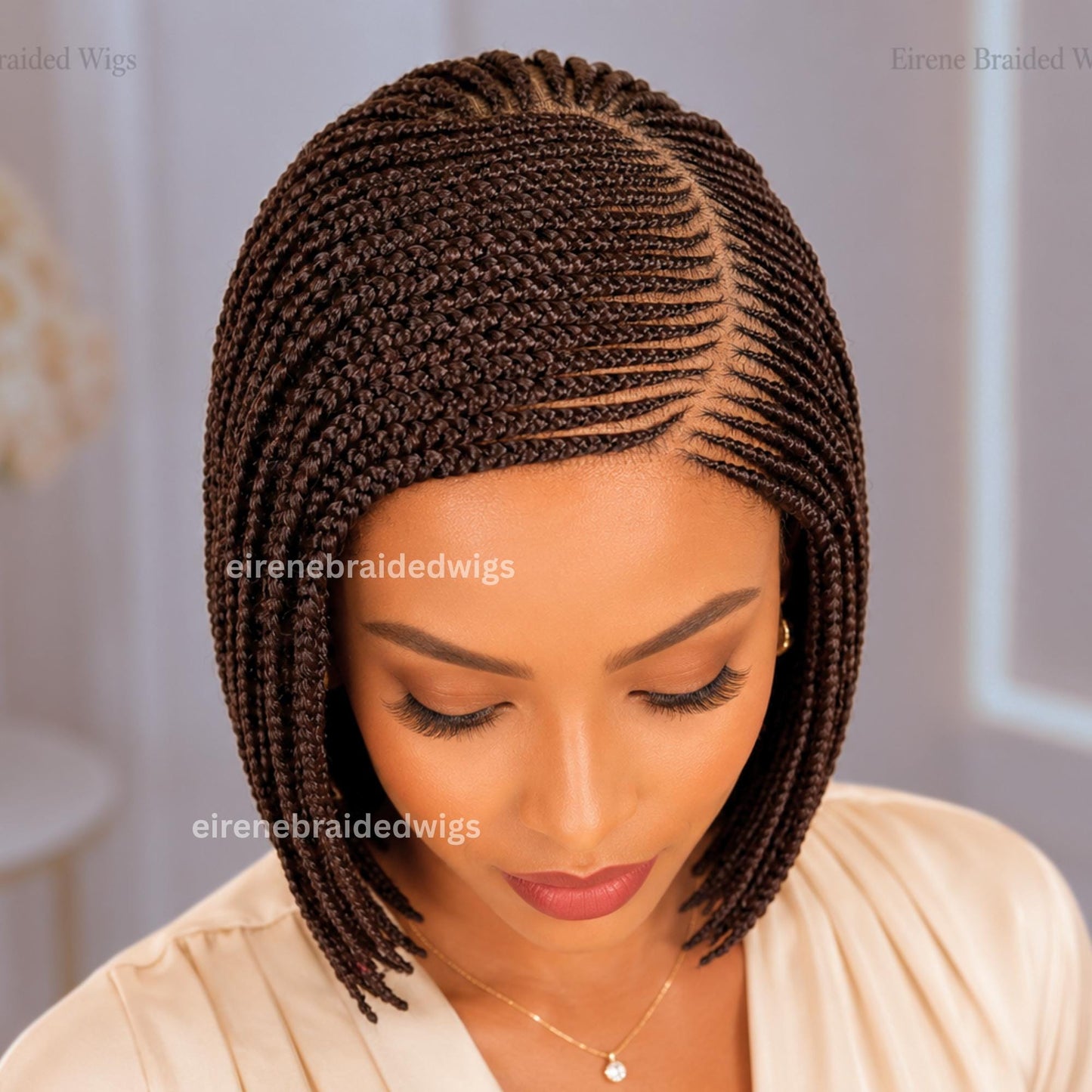 Braided Wigs for Black Women Bob Braids Wig – Short Brown Cornrow Wig – product image 2