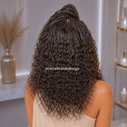 Micro Braids Human Hair Wig for Black Women – 18 inches Curly Wavy Black Lace Frontal Wig – product image 5