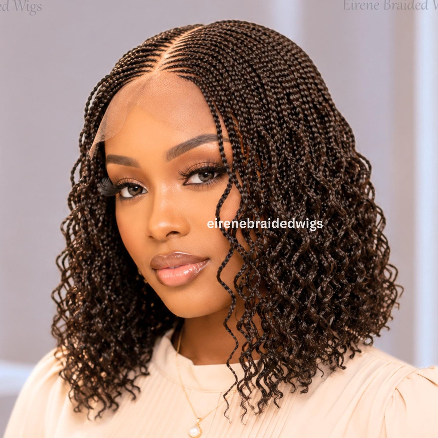 Braided Wigs for Black Women – Curly Short Bob Braid Cornrow Wig – product image 2