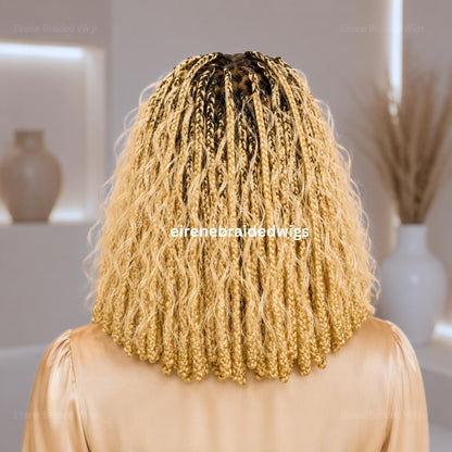 Braided Wigs for Black Women Knotless Bob Wig – Boho Goddess Locs – Curly Human Hair Blend Lace Front – product image 3