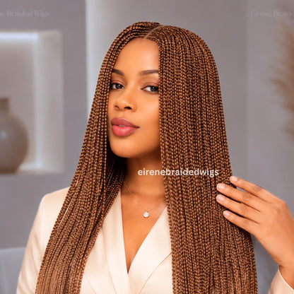 22inches Brown Braided Wigs – Handmade Cornrow Weave – 2x4 Lace Closure – product image 2