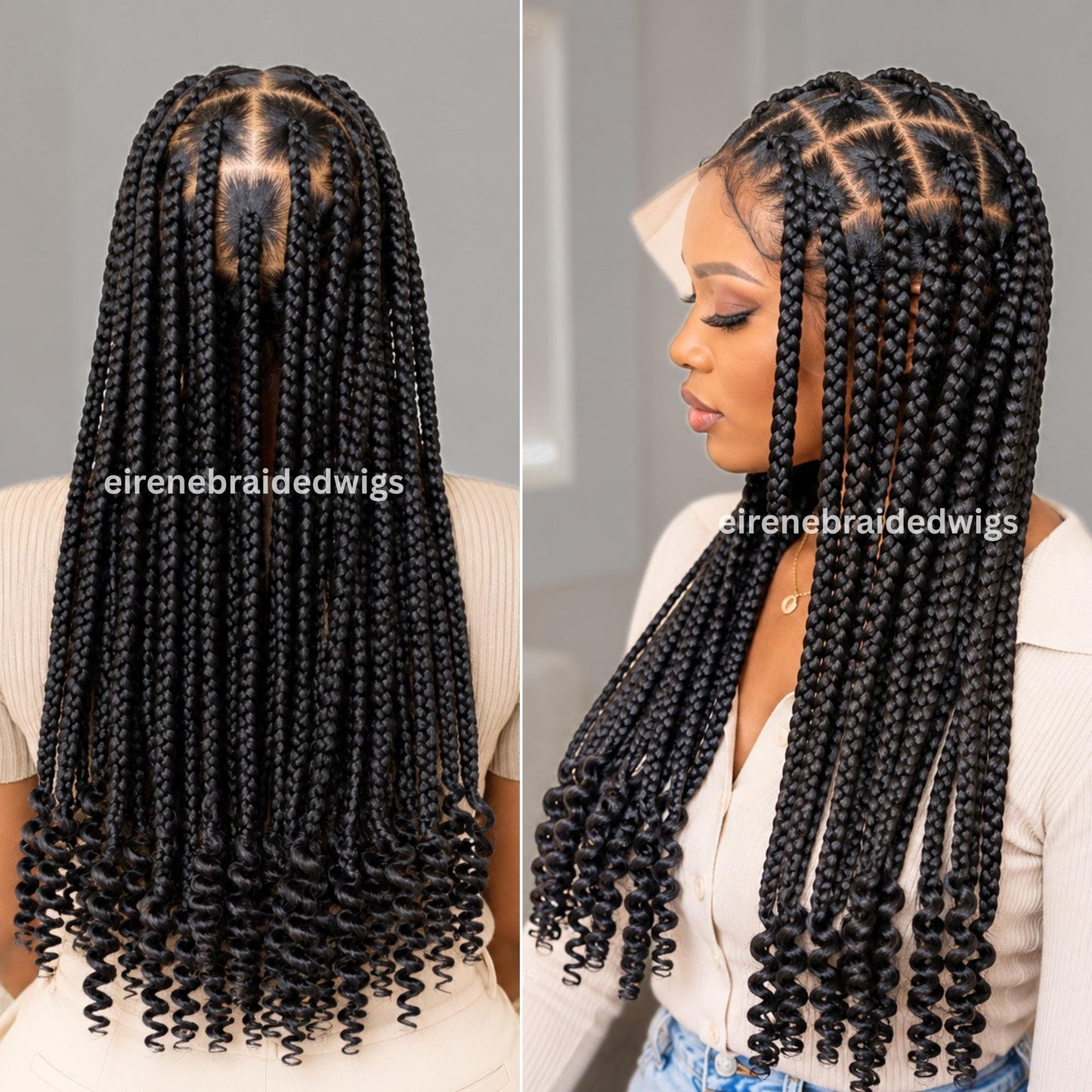 Braided Wigs for Black Women – Chunky Knotless Single Big Box Braided Wig – Full Lace – Baby Hair – 26in Jumbo Braids – product image 3