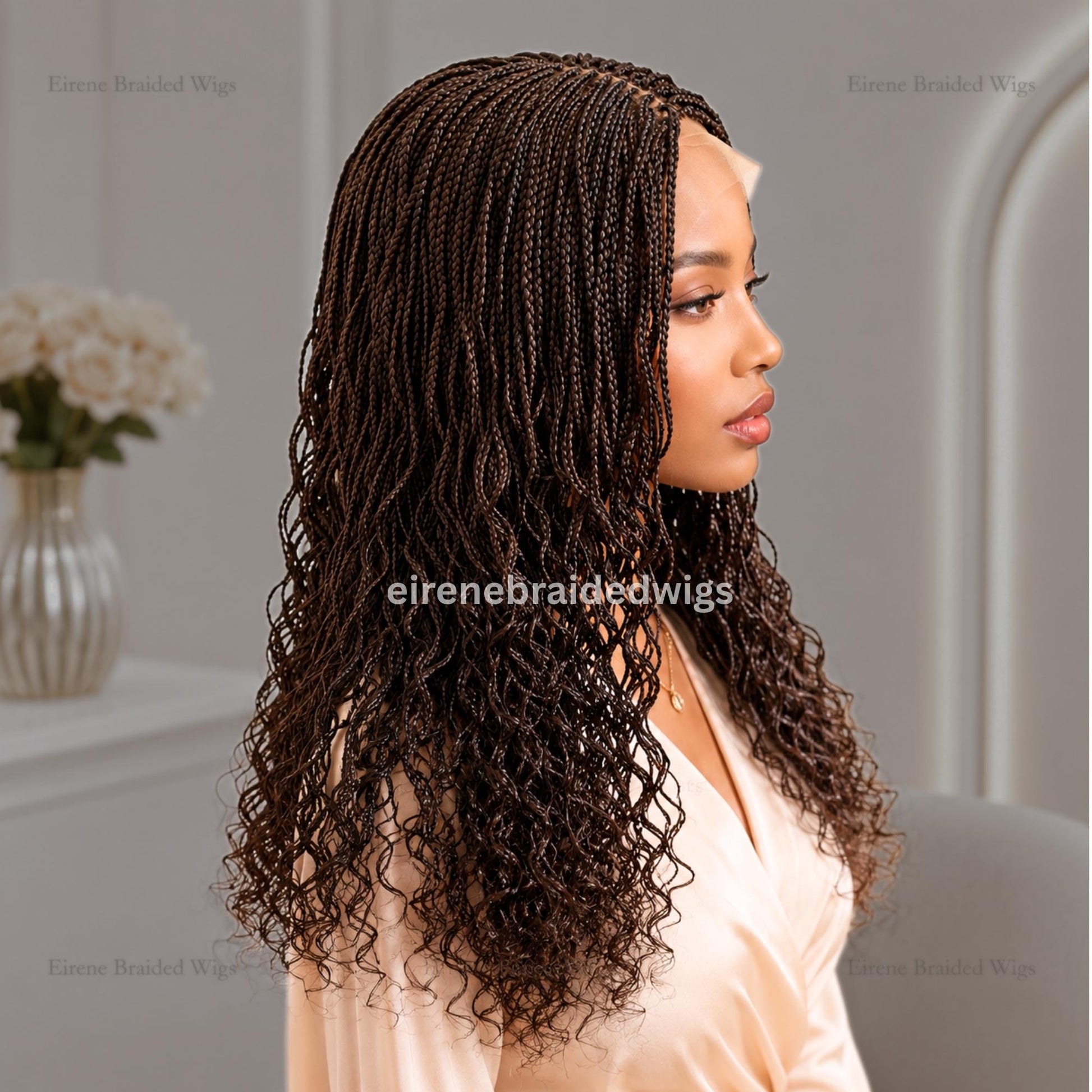 Braided Wigs for Black Women 18 Inch Curly Micro Twist Wig – Lightweight Braided Lace Closure – product image 1