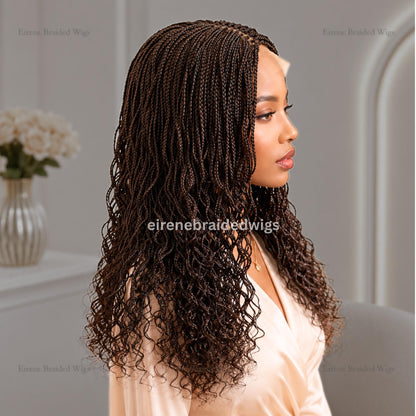 Braided Wigs for Black Women 18 Inch Curly Micro Twist Wig – Lightweight Braided Lace Closure – product image 1