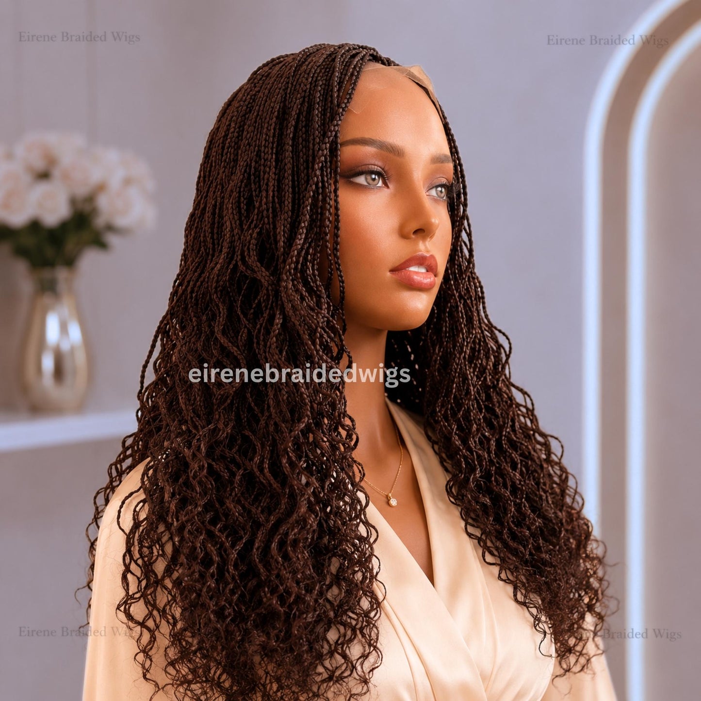 Braided Wigs for Black Women 18 Inch Curly Micro Twist Wig – Lightweight Braided Lace Closure – product image 2