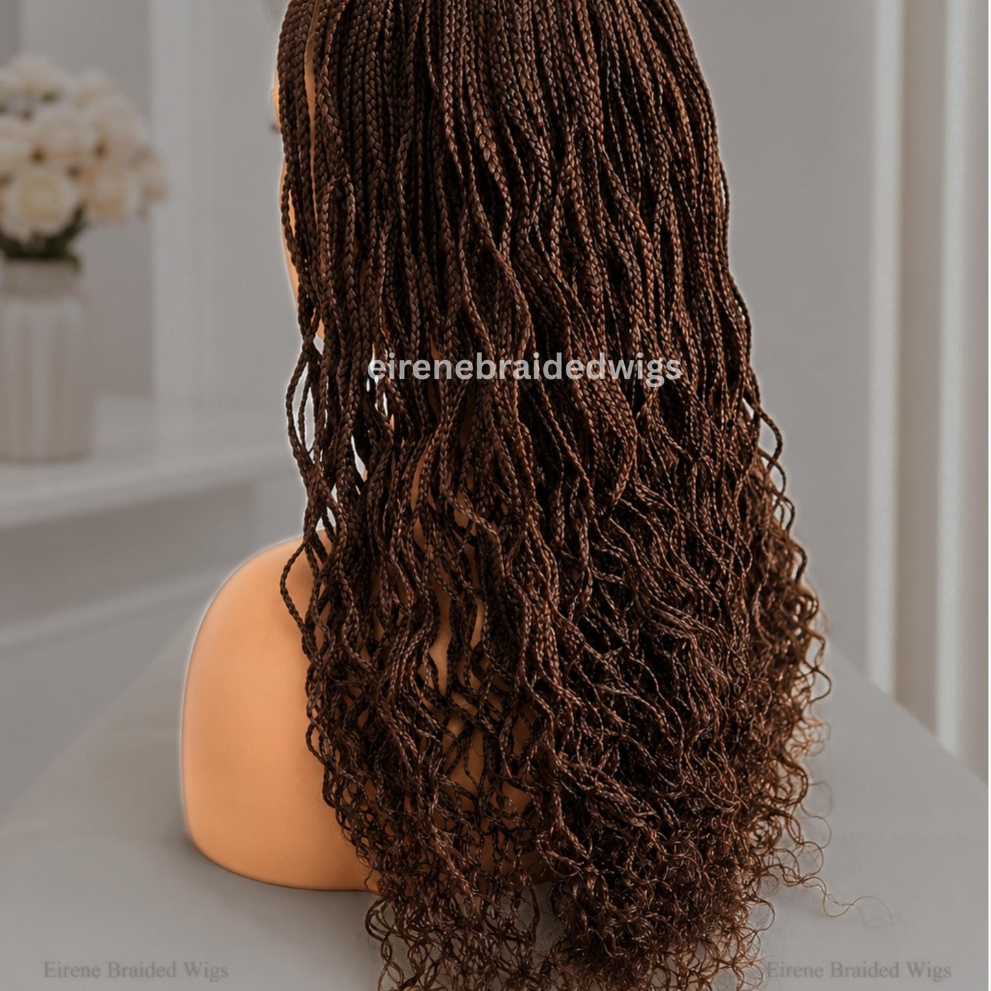 Braided Wigs for Black Women 18 Inch Curly Micro Twist Wig – Lightweight Braided Lace Closure – product image 3