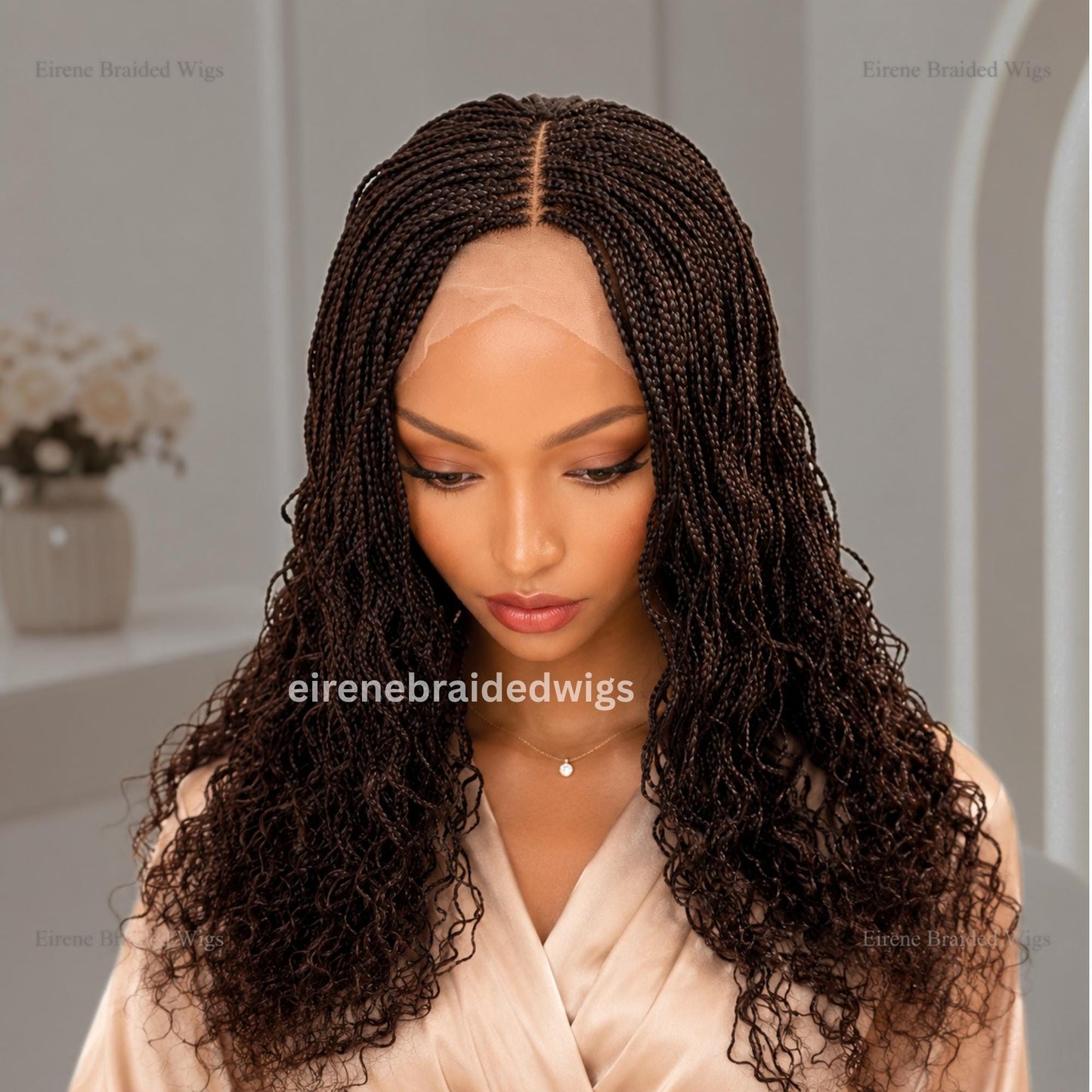 Braided Wigs for Black Women 18 Inch Curly Micro Twist Wig – Lightweight Braided Lace Closure – product image 8
