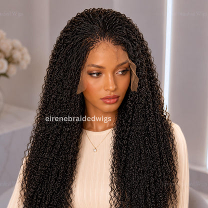 Micro Twist Braids Wig for Black Women – 24 inches Curly Wavy Black Lace Frontal Wig – product image 1