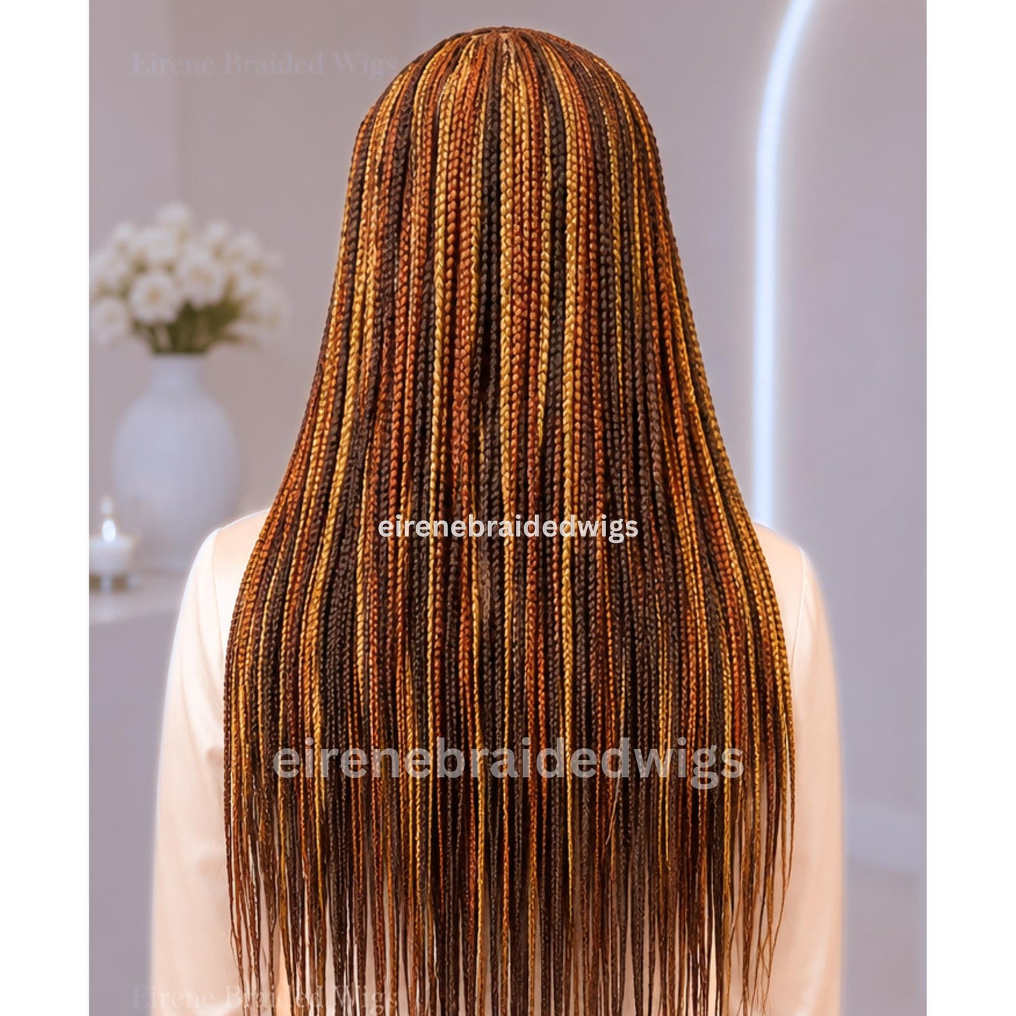 Braided Wigs for Black Women Braided Wig – C-Cut Lace Frontal Brown Gold Rainbow Cornrow Wig – product image 8