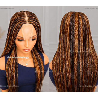 26in Braided Wig for Black Women – Long Tribal Cornrow Weave – Brown Gold African Goddess dreadlocs – Lace Front Boho Crochet – product image 5