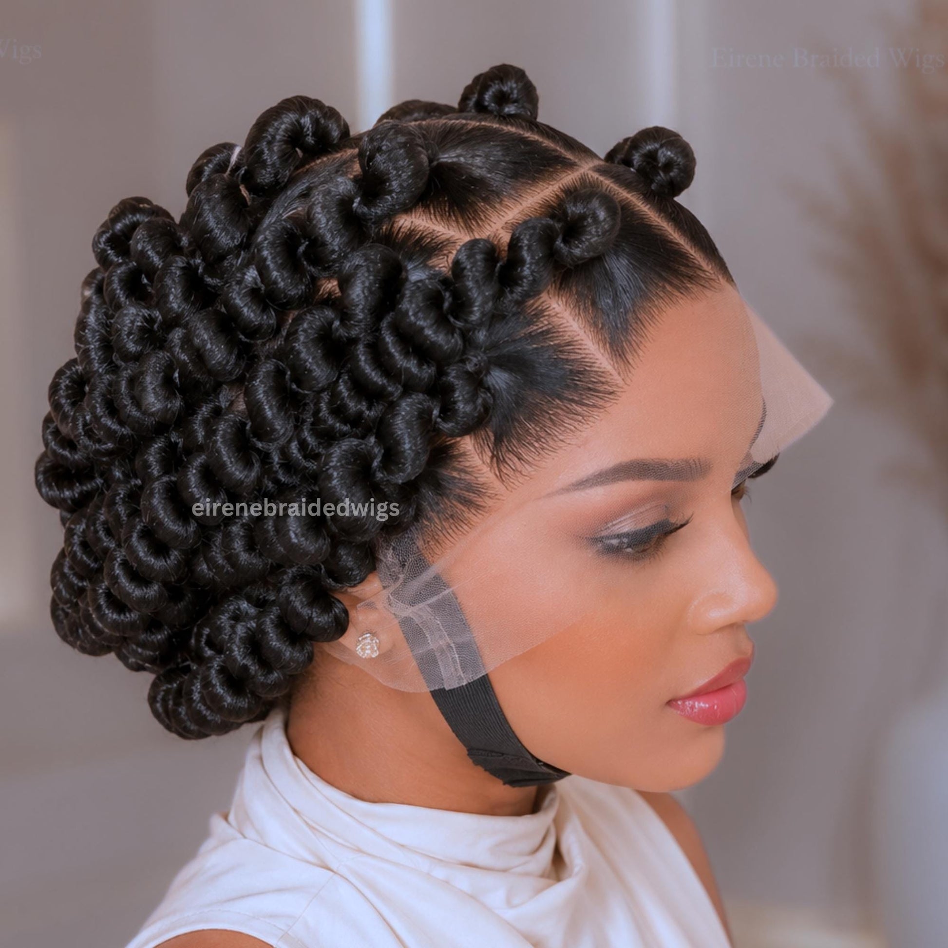 Full Lace Knotless Box Braided Wig – Short Bob Glueless Braids Wig – Handmade African Koroba Wig – Single Braids Rose Coil – product image 3