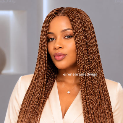 22inches Brown Braided Wigs – Handmade Cornrow Weave – 2x4 Lace Closure – product image 3