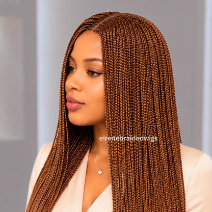 22inches Brown Braided Wigs – Handmade Cornrow Weave – 2x4 Lace Closure – product image 4