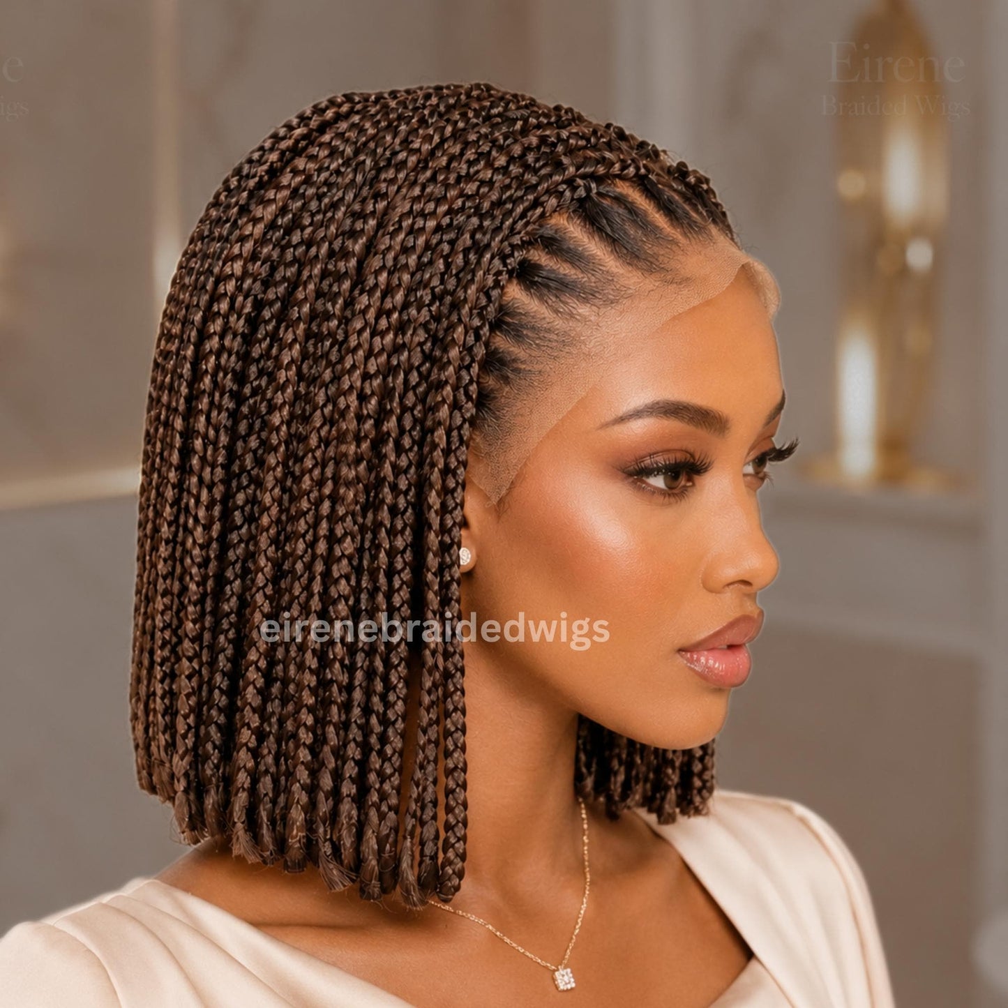 Braided Wigs for Black Women Box Braids Bob Wig – 10 Inch Lace Frontal Wig – product image 1