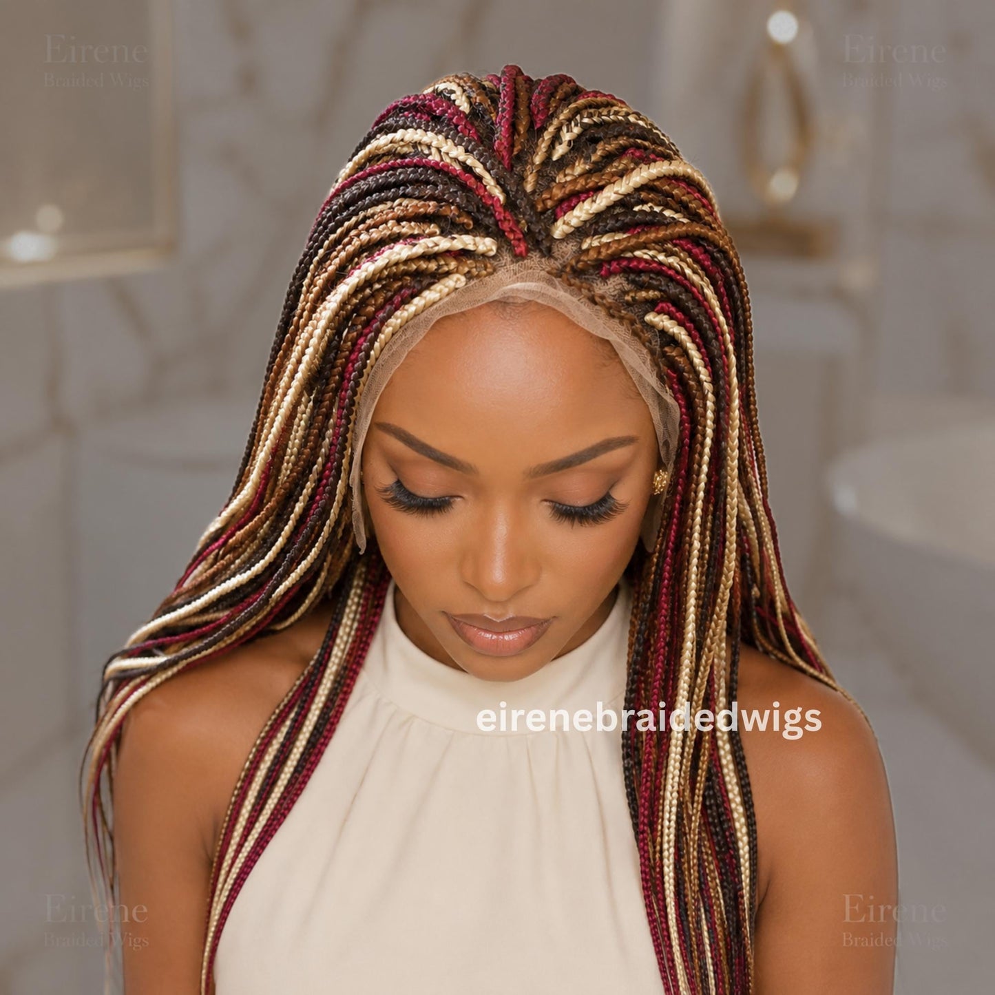 Braided Wigs for Black Women Knotless Box Braid Wig – Full Lace Frontal – Handmade Twist Braid – product image 1