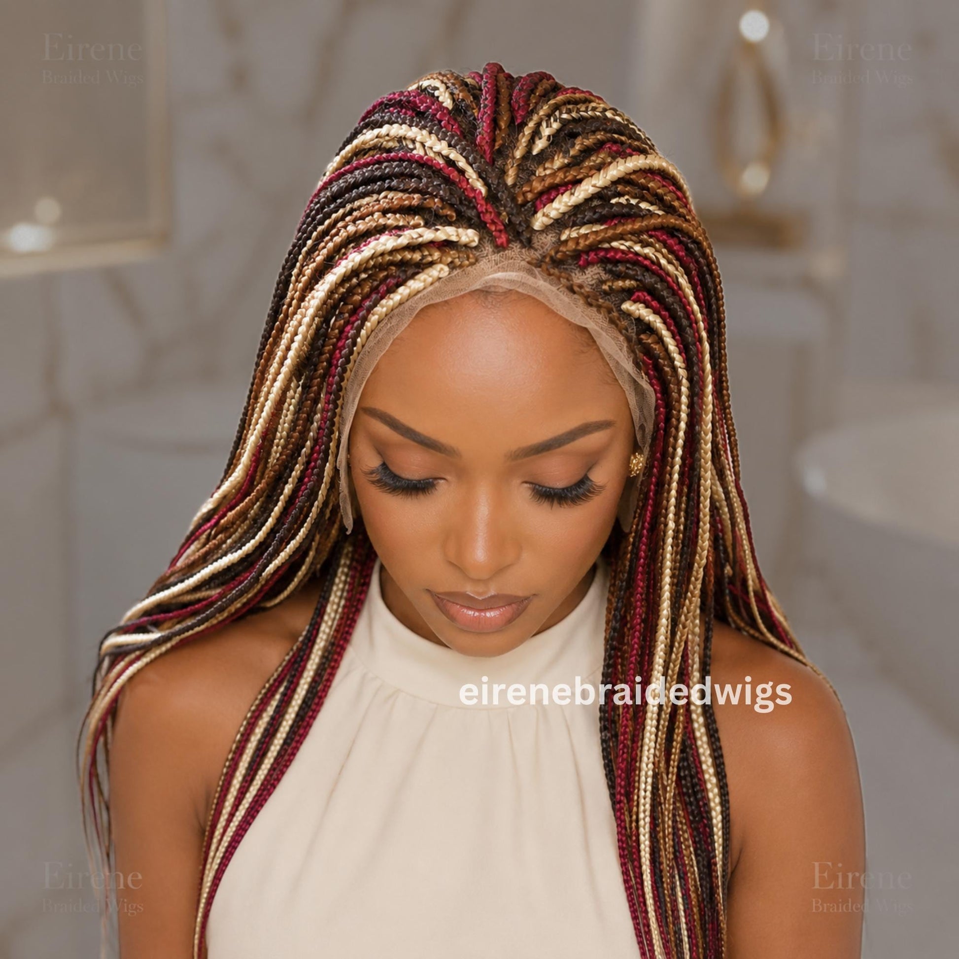 Braided Wigs for Black Women Knotless Box Braid Wig – Full Lace Frontal – Handmade Twist Braid – product image 1