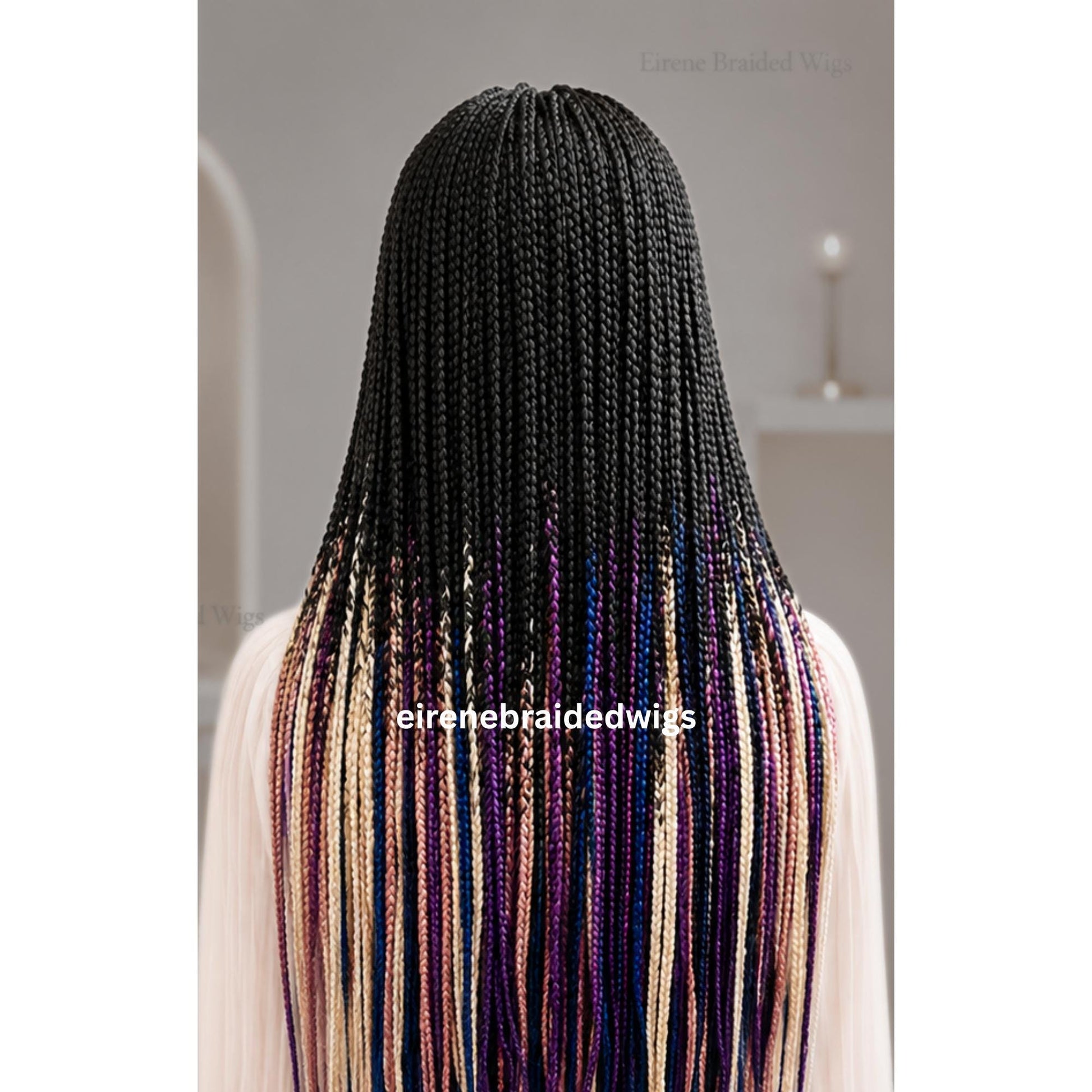 Braided Wigs for Black Women Rainbow Box Braids Wig – Long Multicolor Lace Front Wig – product image 5