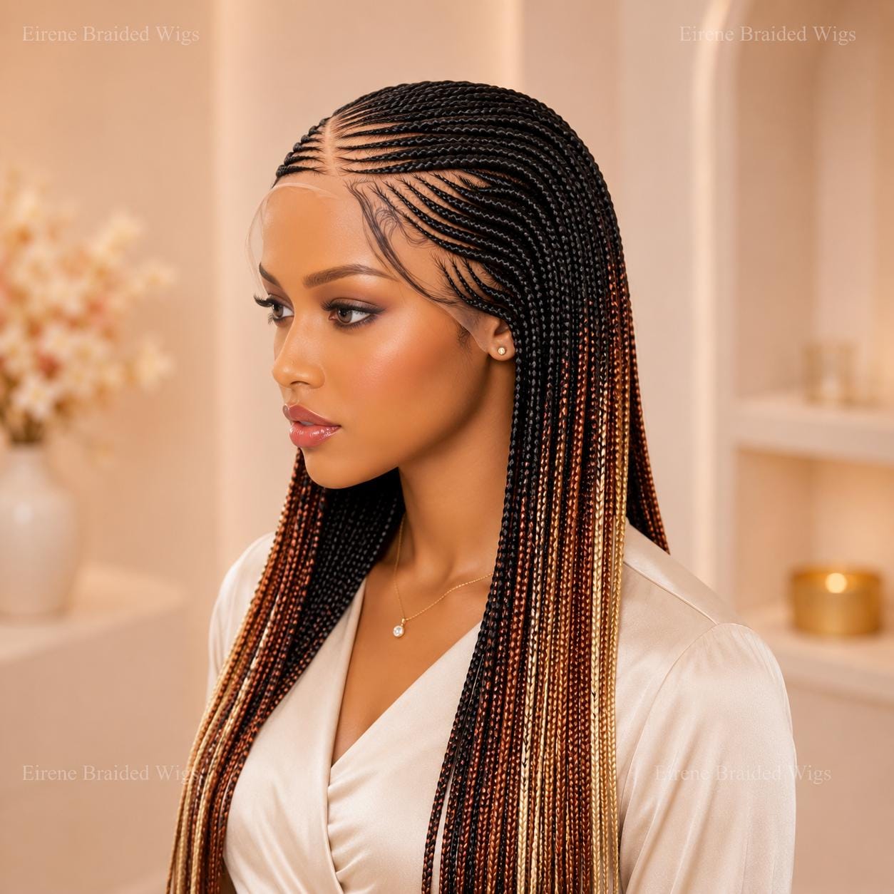 Braided Wigs for Black Women 30" Cornrow Braid Wig – Black Braided Lace Frontal Wig – product image 3