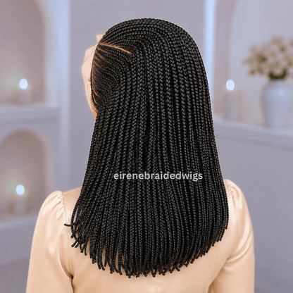 Braided Wigs for Black Women Bob Braided Wig – Black 16-Inch Lace Frontal Box Braids – product image 4