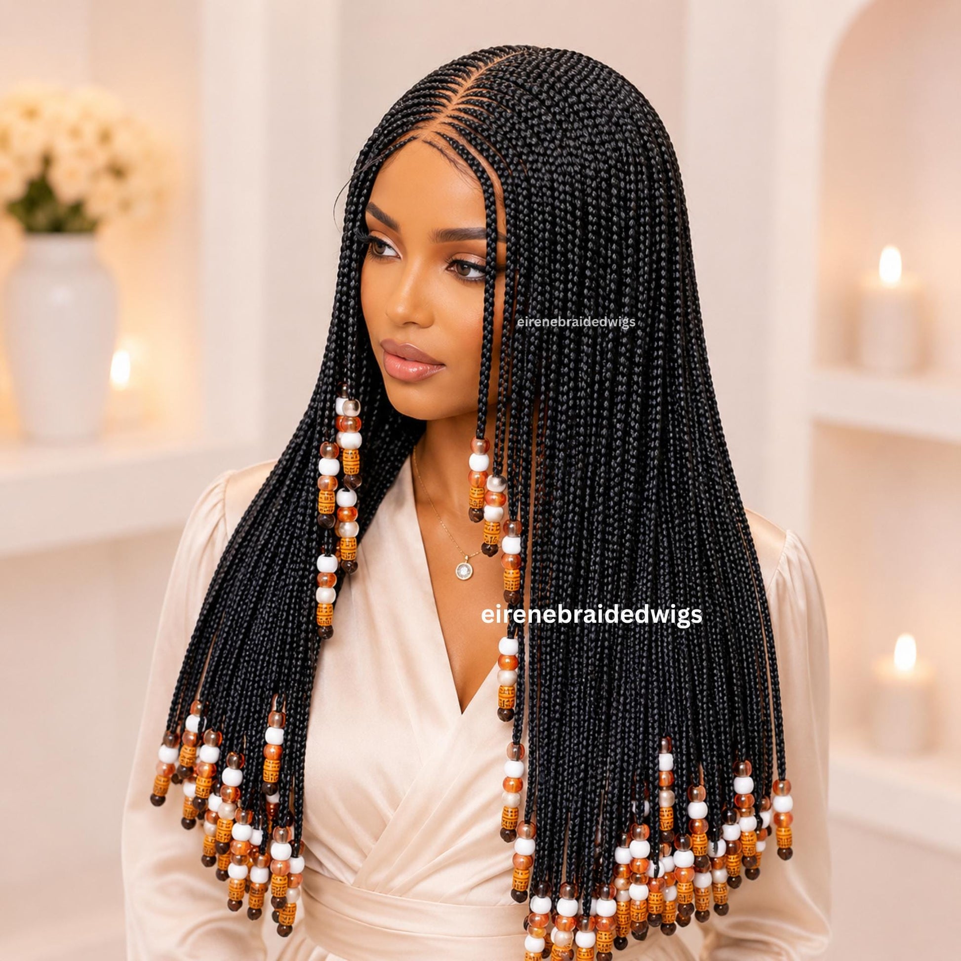 Fulani Cornrow Braids Wig with Beads for Black Women – product image 5