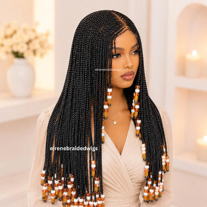 Fulani Cornrow Braids Wig with Beads for Black Women – product image 1
