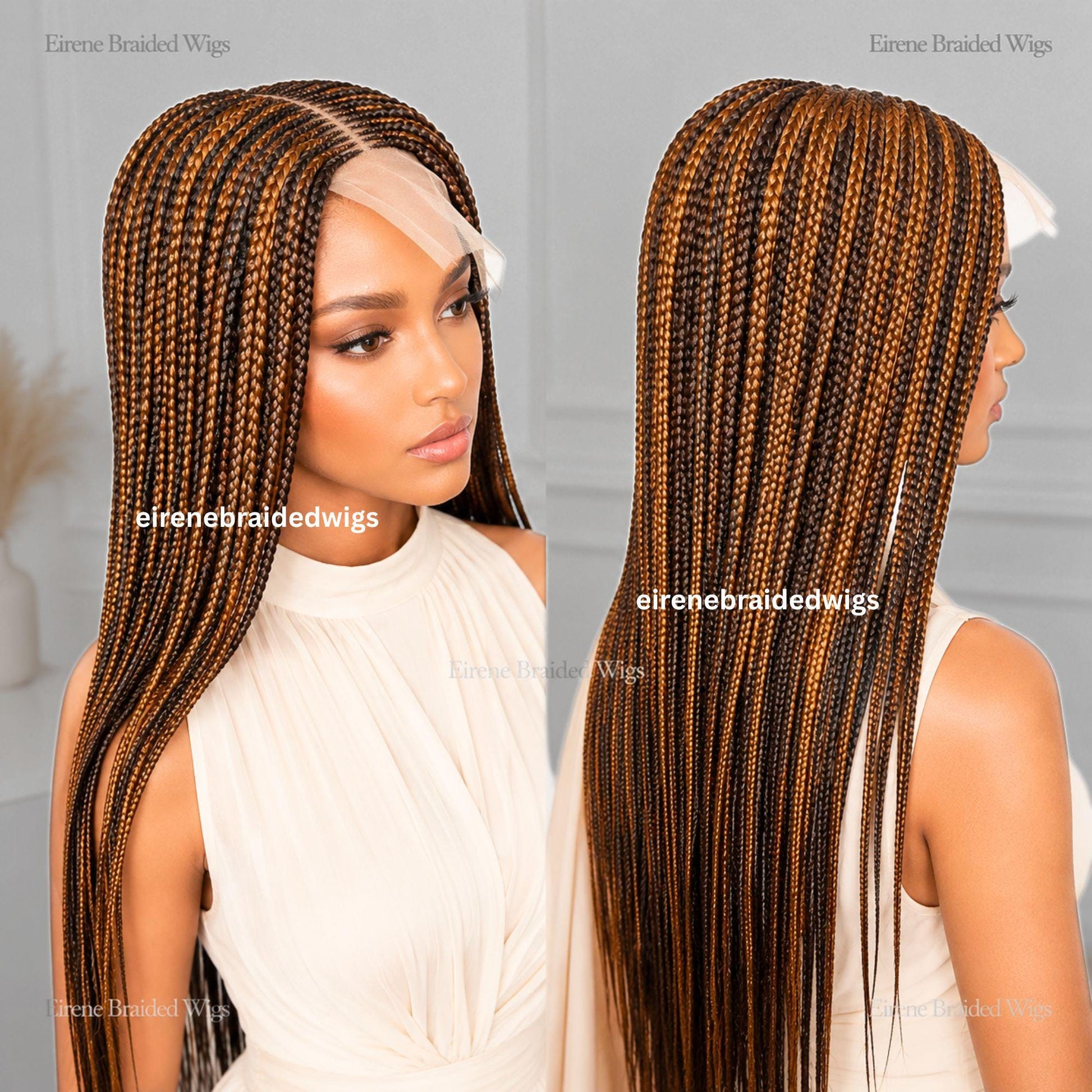 26in Braided Wig for Black Women – Long Tribal Cornrow Weave – Brown Gold African Goddess dreadlocs – Lace Front Boho Crochet – product image 1