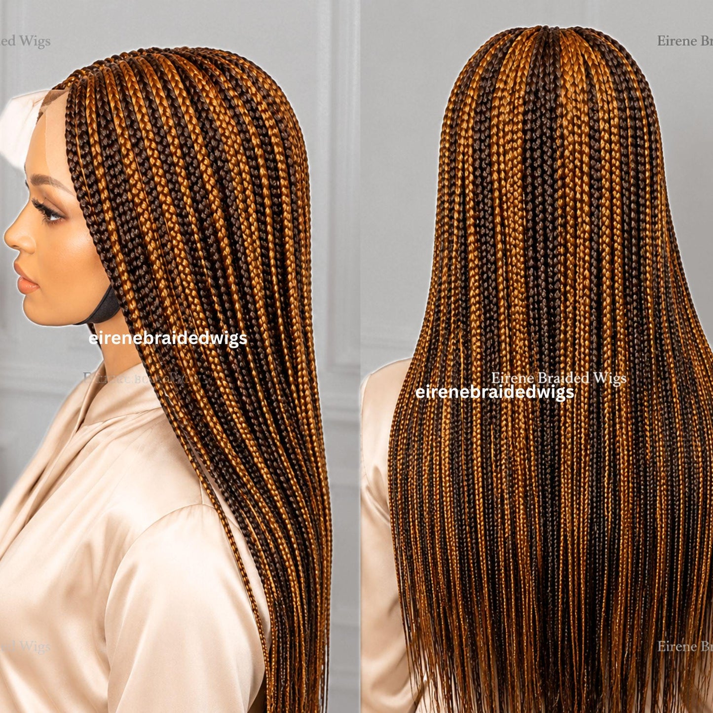 26in Braided Wig for Black Women – Long Tribal Cornrow Weave – Brown Gold African Goddess dreadlocs – Lace Front Boho Crochet – product image 6