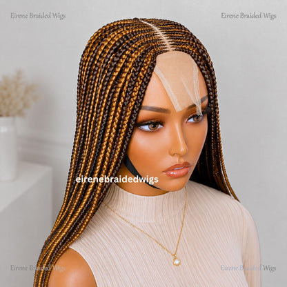 26in Braided Wig for Black Women – Long Tribal Cornrow Weave – Brown Gold African Goddess dreadlocs – Lace Front Boho Crochet – product image 3
