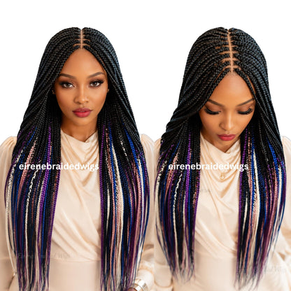 Braided Wigs for Black Women 40in Box Braids Wig – Rainbow Multicolor Lace Front – Glueless – product image 1