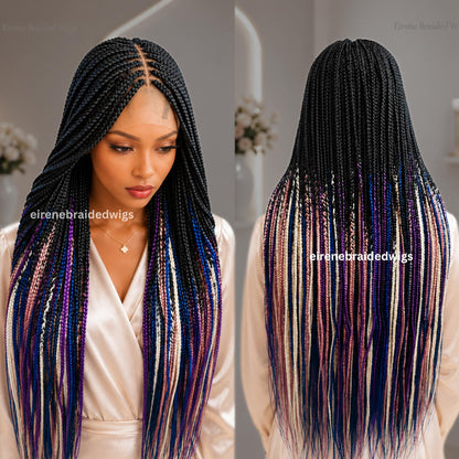 Braided Wigs for Black Women 40in Box Braids Wig – Rainbow Multicolor Lace Front – Glueless – product image 5