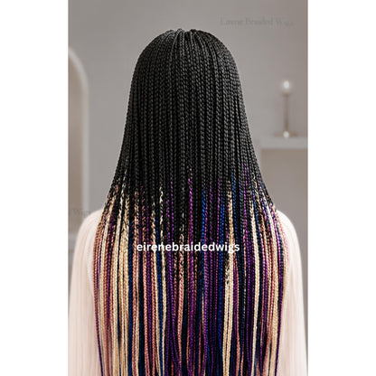 Braided Wigs for Black Women 40in Box Braids Wig – Rainbow Multicolor Lace Front – Glueless – product image 6
