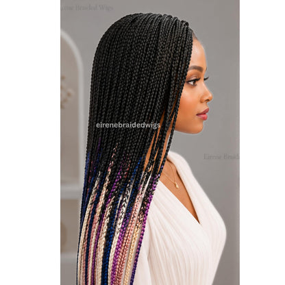 Braided Wigs for Black Women Rainbow Box Braids Wig – Long Multicolor Lace Front Wig – product image 7