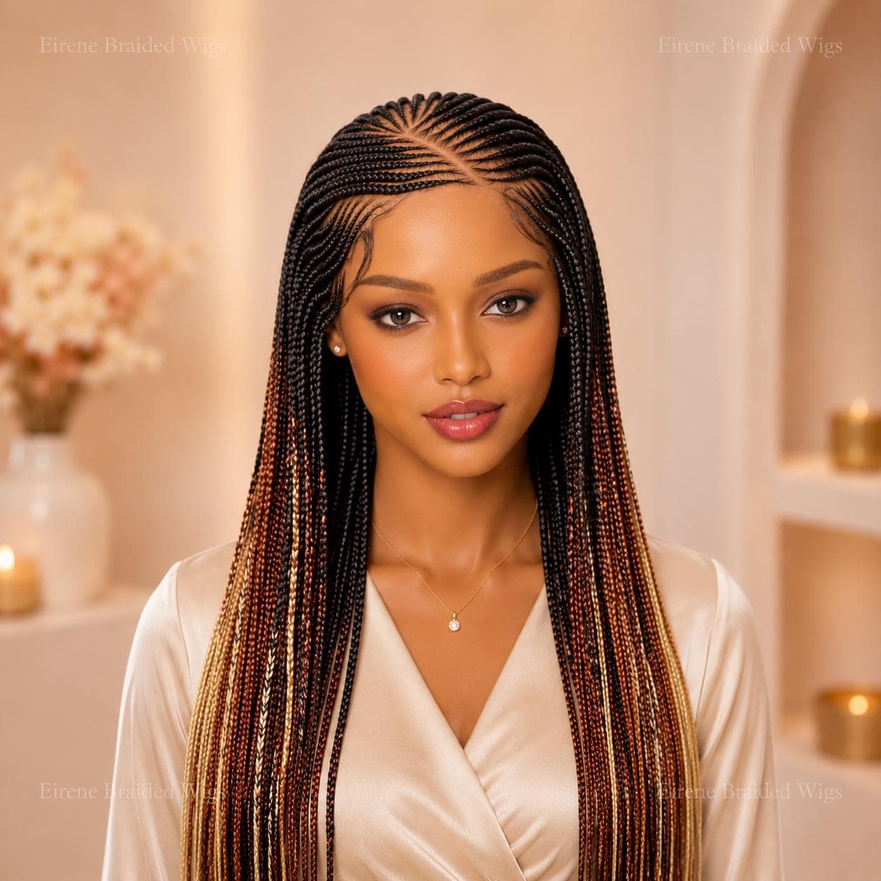 Braided Wigs for Black Women 30" Cornrow Braid Wig – Black Braided Lace Frontal Wig – product image 4