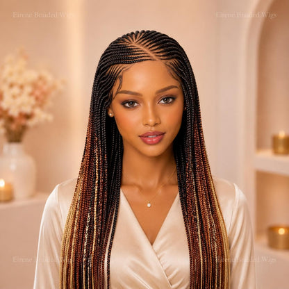 Braided Wigs for Black Women 30" Cornrow Braid Wig – Black Braided Lace Frontal Wig – product image 4