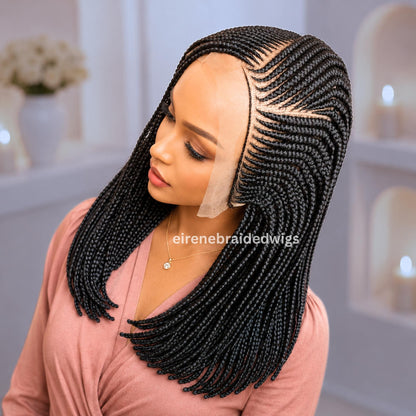 Braided Wigs for Black Women Bob Braided Wig – Black 16-Inch Lace Frontal Box Braids – product image 9