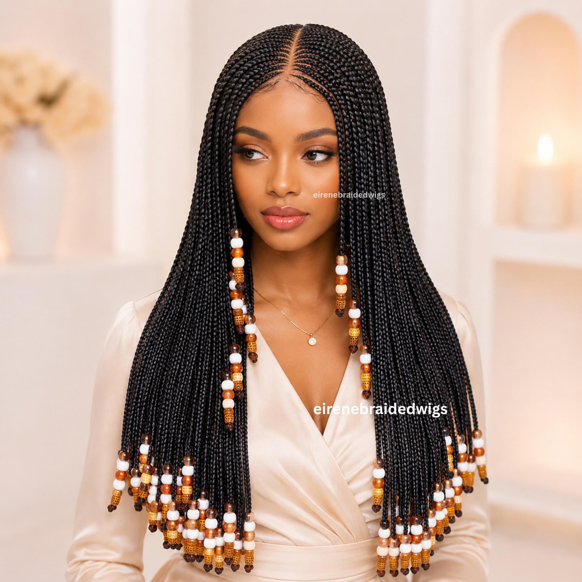 Fulani Cornrow Braids Wig with Beads for Black Women – product image 2