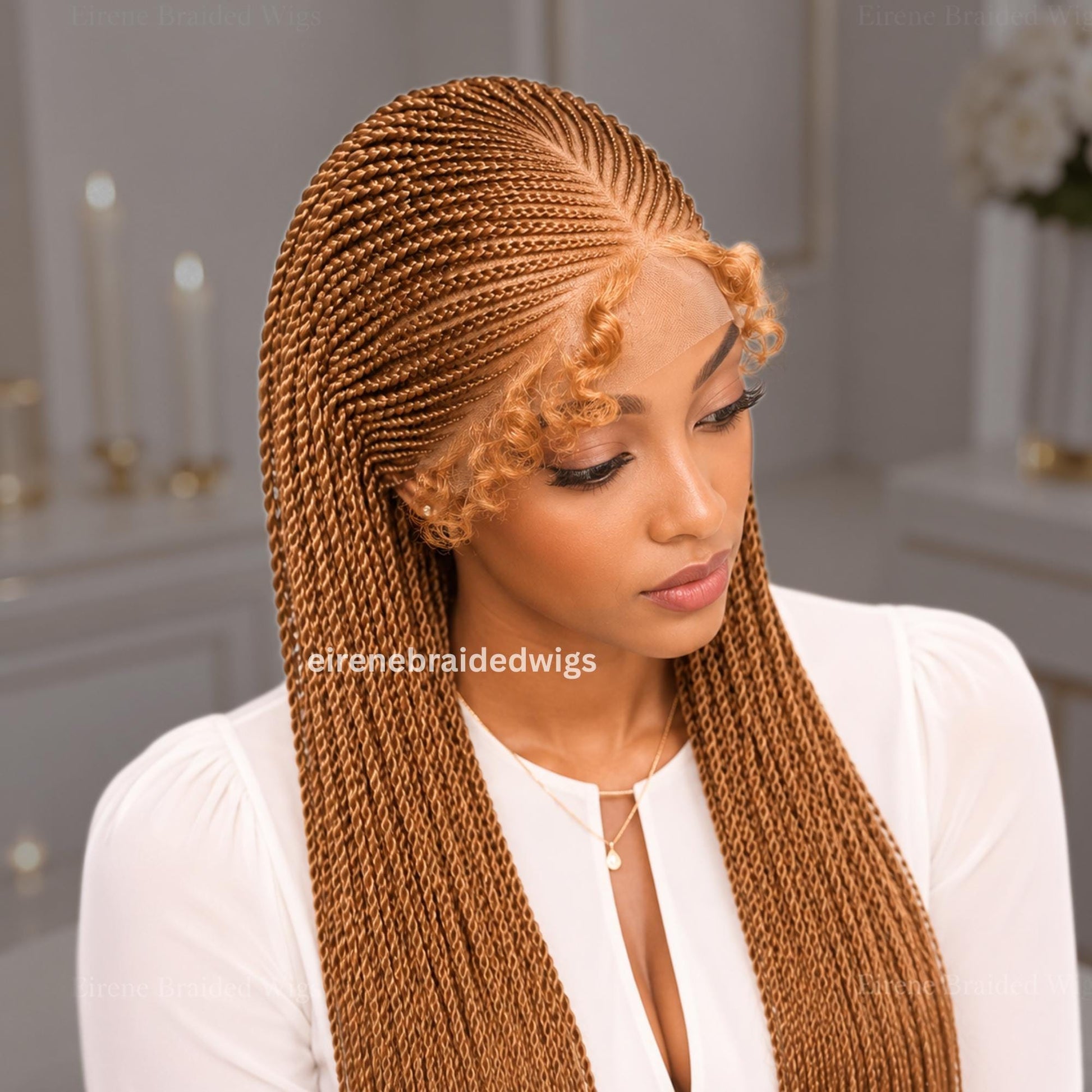 Braided Wigs for Black Women 30 Inch Braided Wig – Lace Frontal Cornrow with Baby Hair – product image 1