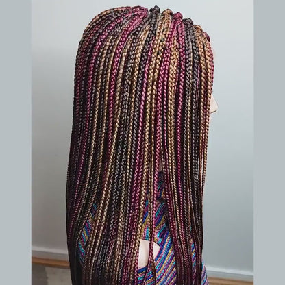 Braided Wigs For Black Women Long Box Braids Wig: 4-Color Lace Closure Braided Wig