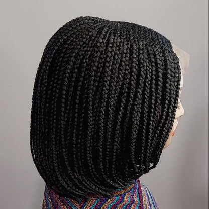 Braided Wigs For Black Women Bob Braided Wig: Short Conrow Synthetic Hair, Lace Front