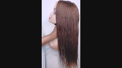 24" Senegalese Twist Braided Wig, Micro Million Braids, Lace Closure