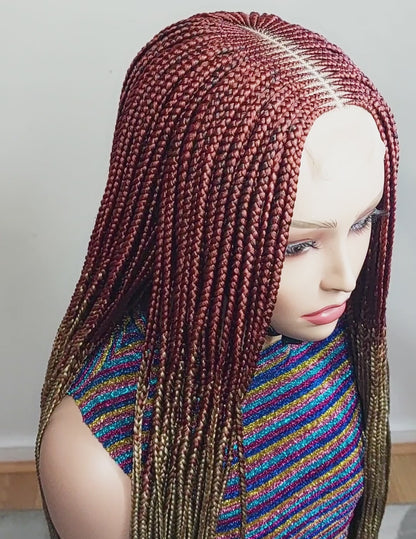 Red Gold 35inches Fulani Conrow Braided Wig